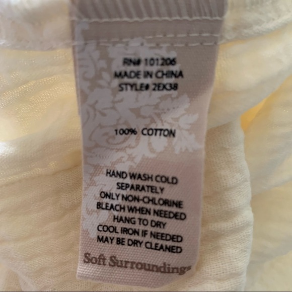 Soft Surroundings NET Araza Gauze Shirt Blouse Ecru (Cream) Plus Size Medium - Picture 7 of 14